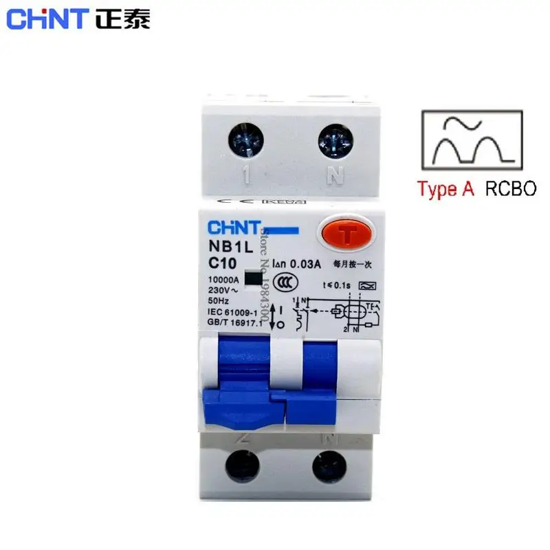 

CHINT NB1L RCBO Type A 32A 40A 30MA Residual Current Operated Circuit Breaker with Over-current Protection Magnetic