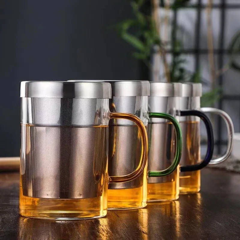 

500ml Glass Cup Tea Infuser Mug Large Borosilicate Glass Tea Mug with Stainless Steel Infuser Home Office Coffee Mug Drinkware