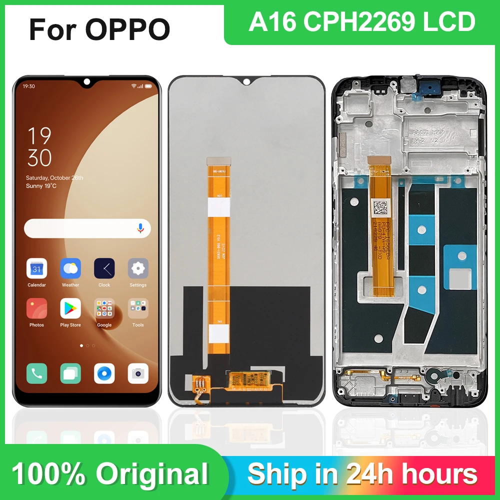 

6.52"Original For Oppo A16 LCD Display CPH2269 Touch Screen Digitizer Assembly Replacement,For A16S CPH2271 Display Repair Parts