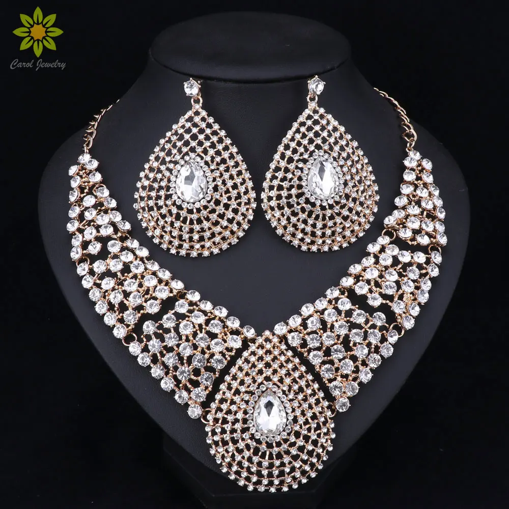Fashion Bridal Gold Color Jewelry Sets Wedding Necklace Earring For Brides Party Costume Accessories
Fashion Bridal Gold Color Jewelry Sets Wedding Necklace Earring For Brides Party Costume Accessories