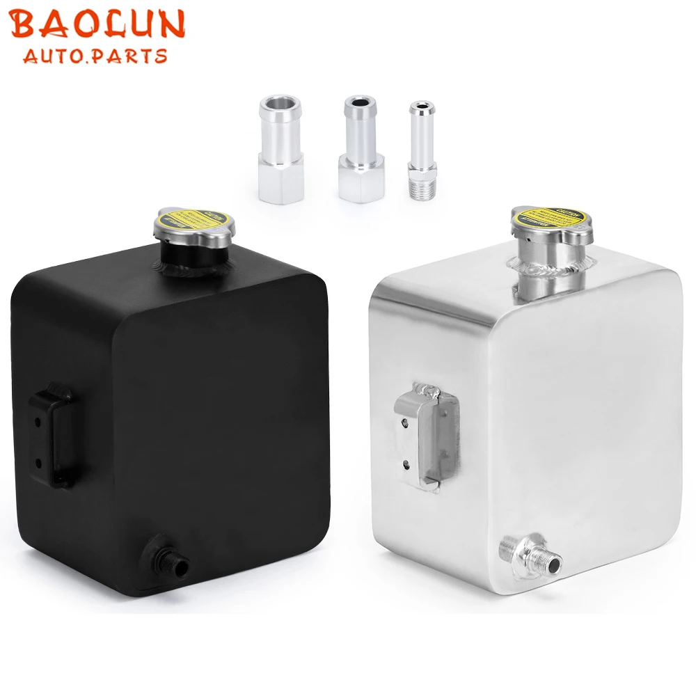 

BAOLUN Universal 2L Aluminium Alloy Litre Oil Catch Can Water Coolant Header Overflow Expansion Tank & Cap Polish Reservoir Kit