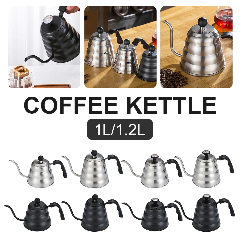 1L/1.2L Drip Kettle Thermometer Pour Over Coffee Tea Pot Swan Long Neck Stainless Steel Thin Mouth Gooseneck Cloud Drip Kettle
1L/1.2L Drip Kettle Thermometer Pour Over Coffee Tea Pot Swan Long Neck Stainless Steel Thin Mouth Gooseneck Cloud Drip Kettle