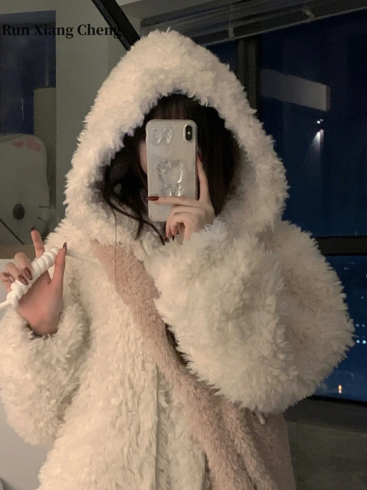RUN XIANG CHENG Winter Sweet and Cute Milk Lamb Coat Women Plush Fur Lazy Style Loose Thickened Mid Length Hoodie Free Shipping
RUN XIANG CHENG Winter Sweet and Cute Milk Lamb Coat Women Plush Fur Lazy Style Loose Thickened Mid Length Hoodie Free Shipping