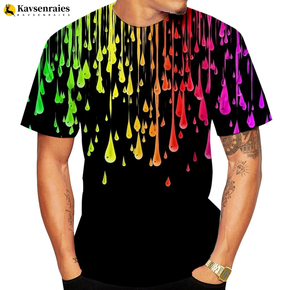 

New Fashion Paint Splatter Tie-dye 3D Printed T-shirt Men Women Summer Casual Short Sleeved Hipster Rainbow Graffiti Tops