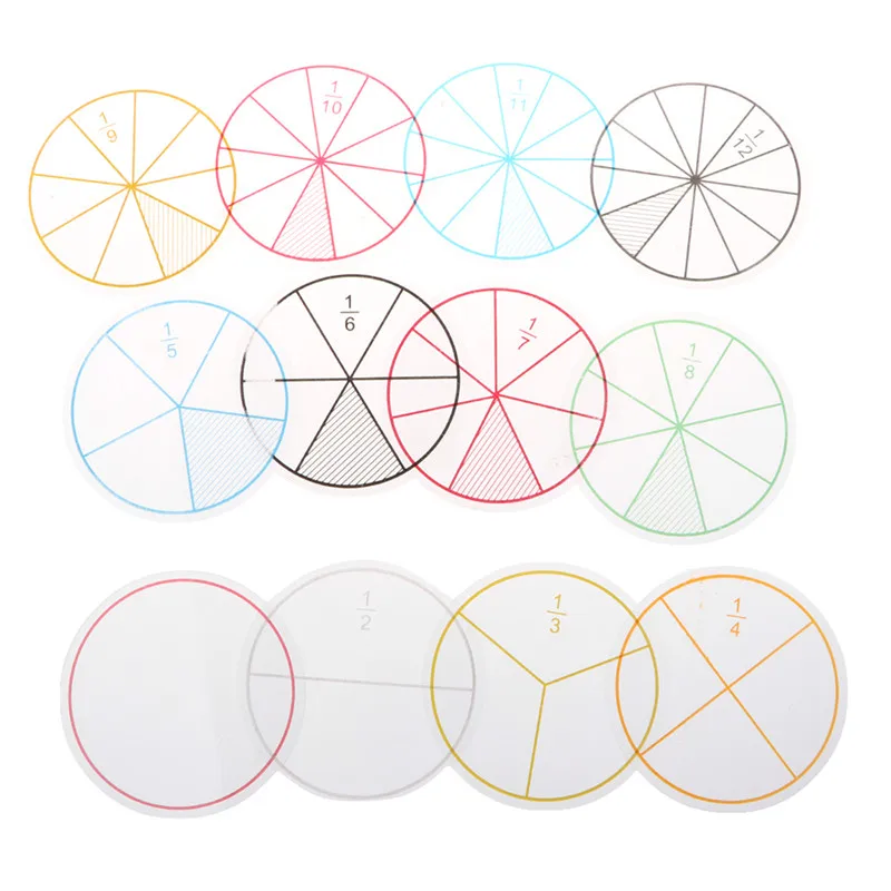 

Hot Sale 12pcs Plastic Numbered Fractions Circles Math Chips Mathematics Number Toy Good Gift For Kids Over 2 Years