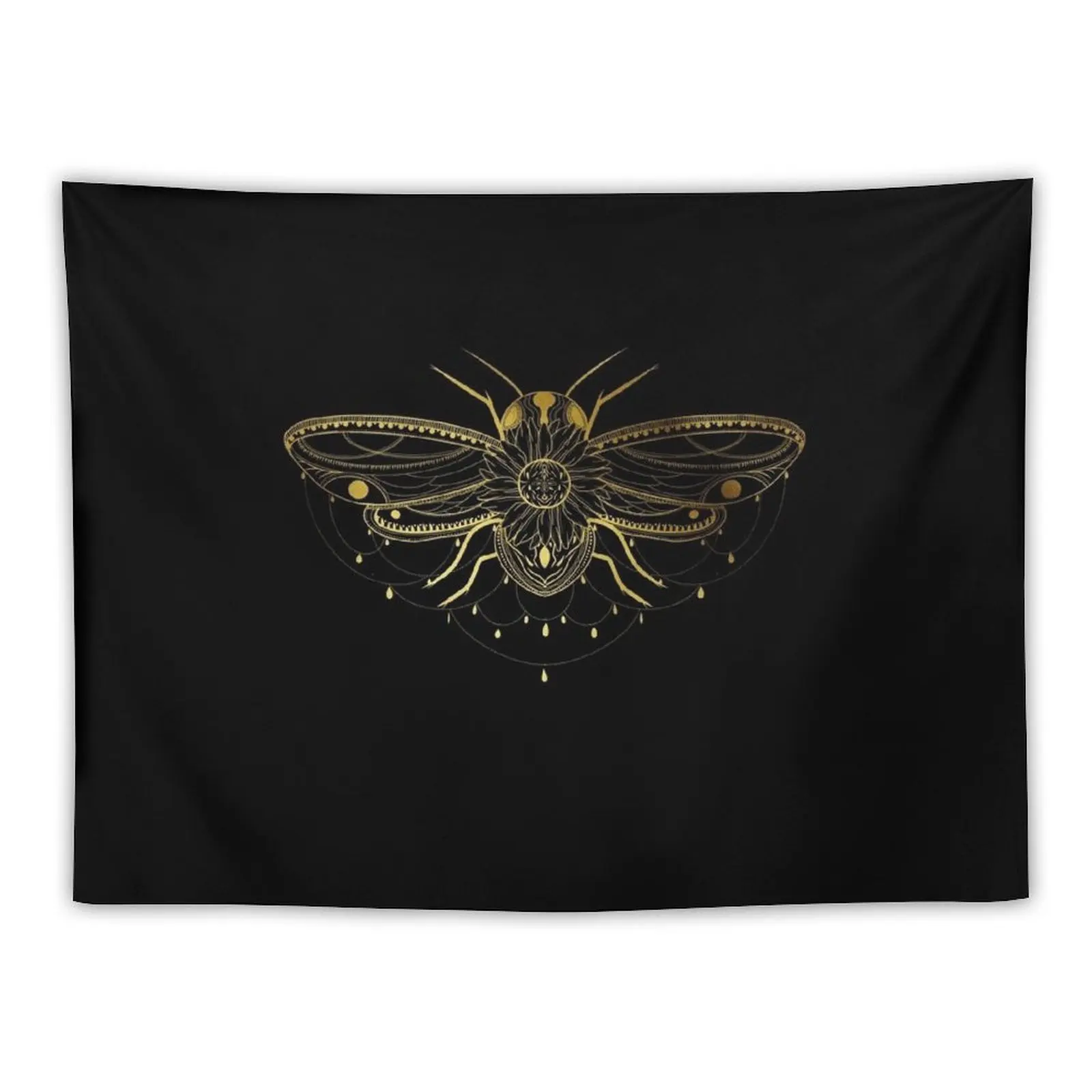 

Sunflower Tribal Boho Bee- Gold and Black Tapestry Decor Home House Decoration