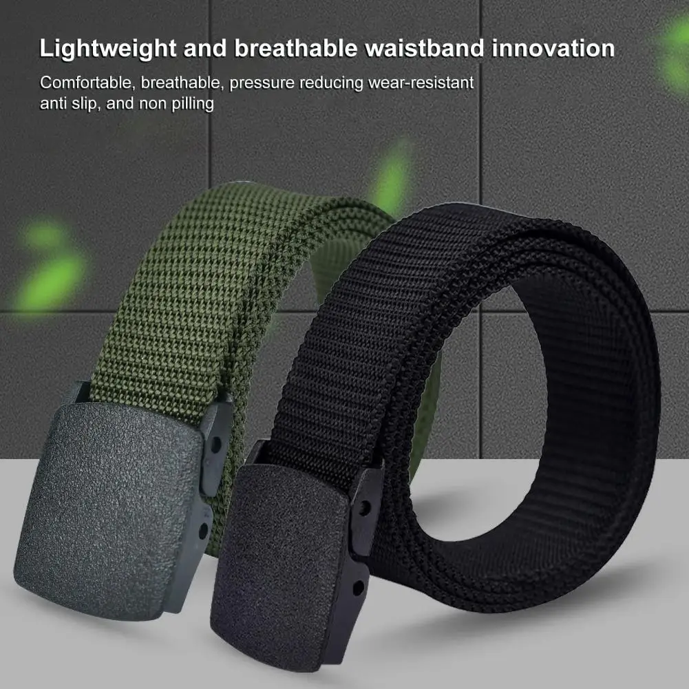 

Men Tactical Work Belt Metal Detector-friendly Belt Adjustable Men's Nylon Belt Holeless Design None Metal Buckle Jeans Belts