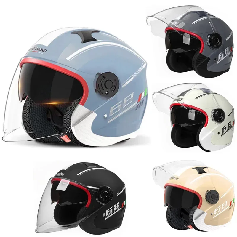 Motorcycle Helmet Double Lens Sunscreen Helmet for Adult All Season Universal Half Helmet Scooter Safety Helmet Capacete Moto
Motorcycle Helmet Double Lens Sunscreen Helmet for Adult All Season Universal Half Helmet Scooter Safety Helmet Capacete Moto