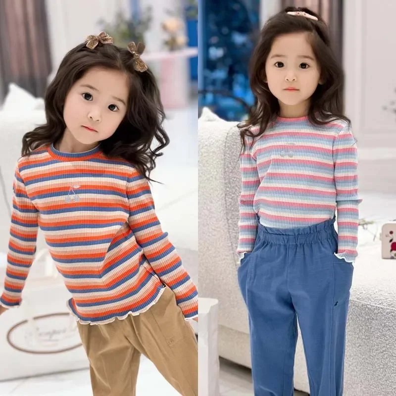 

Pre-sale (Ship in Late March) 2024 BP Girls Shirt Color Blocking Striped Knitted Long Sleeve Shirt & Pants Suit Girls Clothes