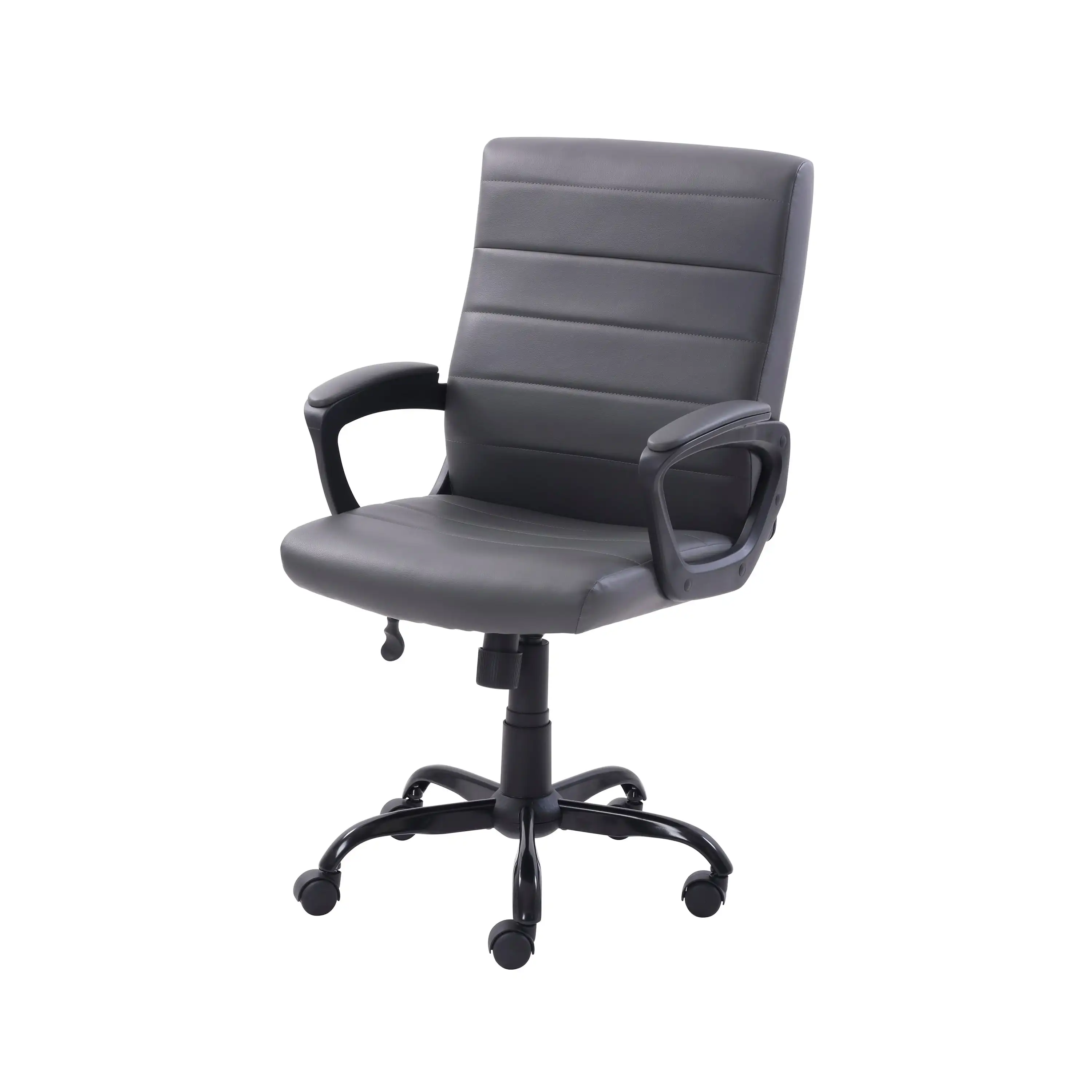 PU Leather Executive Chair Mid-Back Adjustable Ergonomic Office Chair Computer Desk Chair with Padded Armrests, Gray
PU Leather Executive Chair Mid-Back Adjustable Ergonomic Office Chair Computer Desk Chair with Padded Armrests, Gray