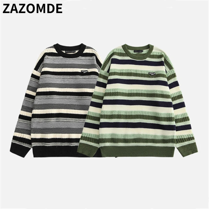 ZAZOMDE Autumn Knitted Striped Vintage Sweater Men Clothes Pullover Men Sweater Casual Men High Street Sweater Knit New Arrivals
ZAZOMDE Autumn Knitted Striped Vintage Sweater Men Clothes Pullover Men Sweater Casual Men High Street Sweater Knit New Arrivals