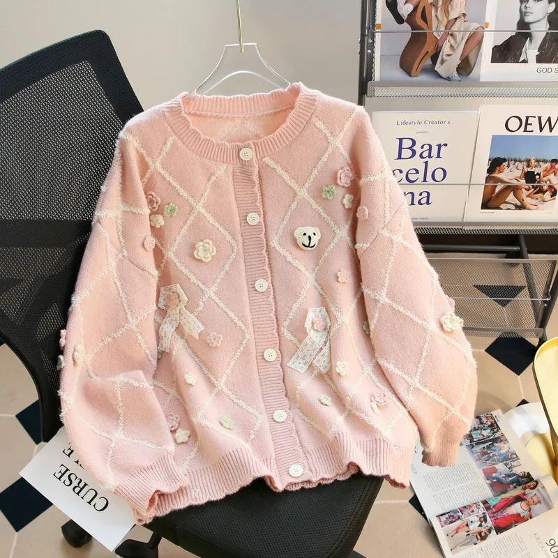 Hsa 3D flower long-sleeved pink sweater for women winter Korean version new pink loose design warm t
Hsa 3D flower long-sleeved pink sweater for women winter Korean version new pink loose design warm t