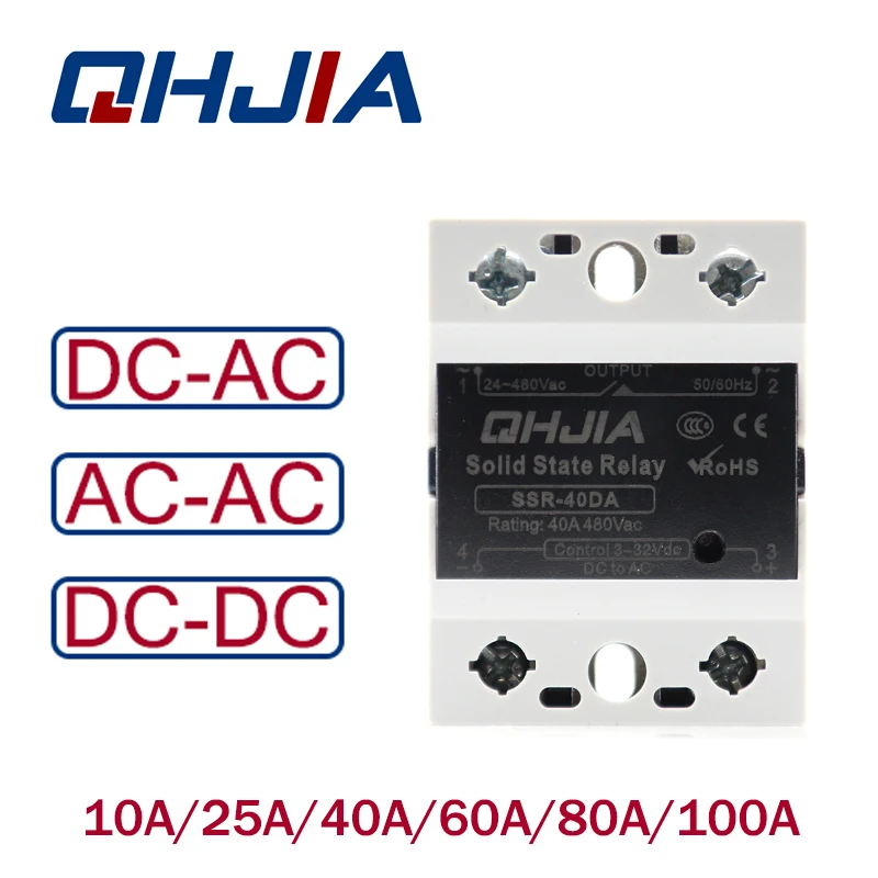 

SSR-25DA SSR-40DA SSR-25AA SSR-40AA SSR 10A 25A 40A 60A 80A 100A DA AA Solid State Relay Module For PID Temperature Control