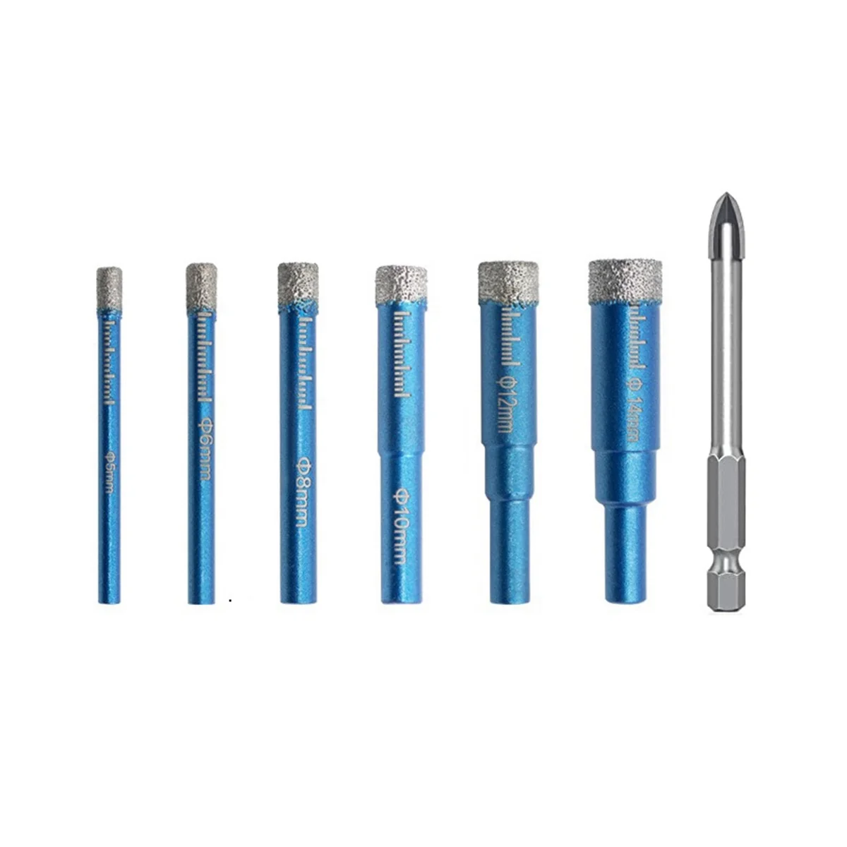Dry Brazing Hole Opener Marble Vitrified Tile All-Ceramic Tile Glass Drill Hole Opener Glass Drill 7-Piece Diamond Drill
Dry Brazing Hole Opener Marble Vitrified Tile All-Ceramic Tile Glass Drill Hole Opener Glass Drill 7-Piece Diamond Drill