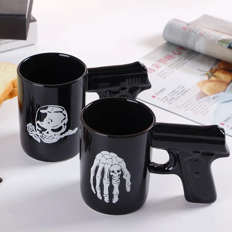 Creative Skull Ceramic Water Cup Pistol Cup Gun Handle Mug 3D Shape Coffee Cup Breakfast Milk Cup
Creative Skull Ceramic Water Cup Pistol Cup Gun Handle Mug 3D Shape Coffee Cup Breakfast Milk Cup