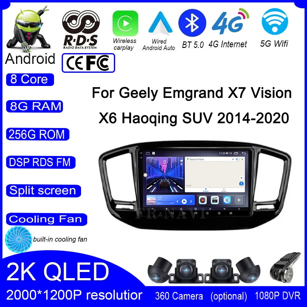 

For Geely Emgrand X7 Vision X6 Haoqing SUV 2014-2020 Android 14 Car Audio Player Autoradio Stereo Carplay Video Multimedia