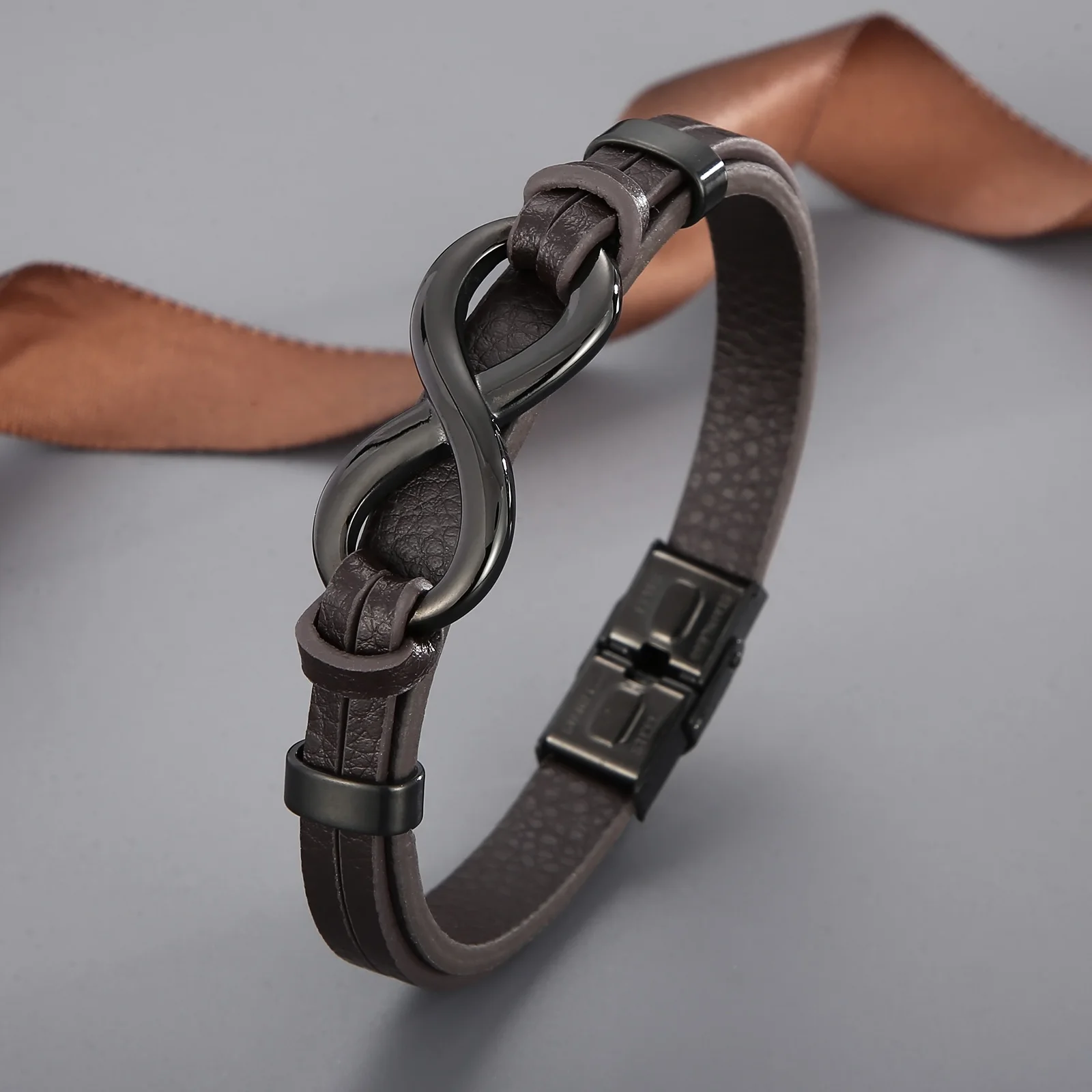 HaoYi Black Stainless Steel Infinite Charm Bracelet Men's Brown Genuine Leather Bracelets Fashion Jewelry Gift
HaoYi Black Stainless Steel Infinite Charm Bracelet Men's Brown Genuine Leather Bracelets Fashion Jewelry Gift
