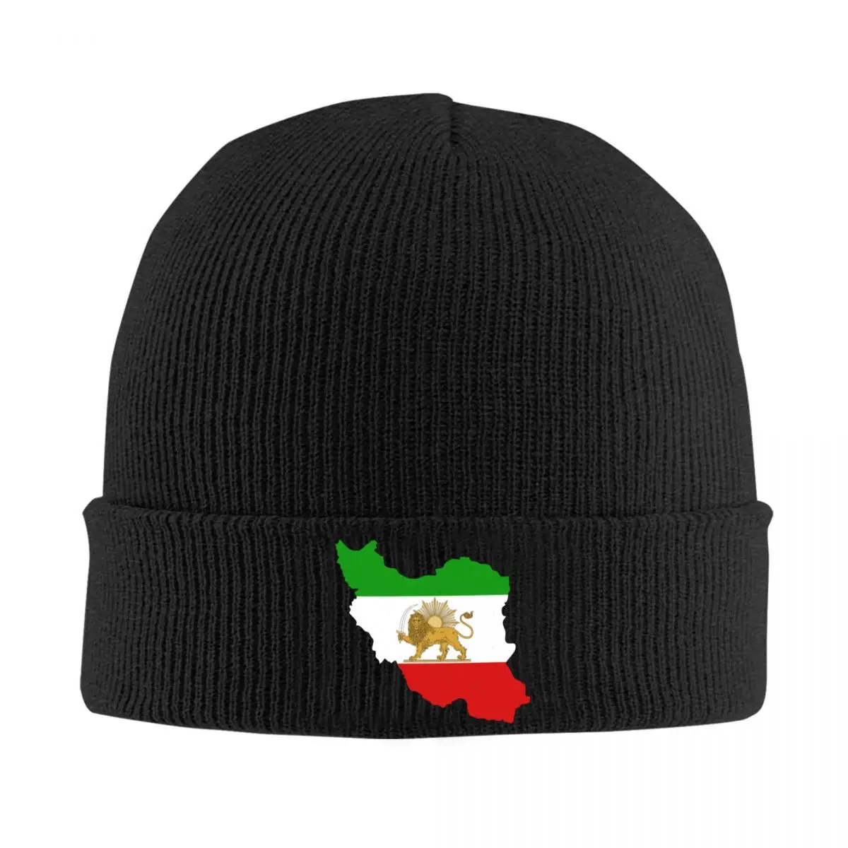 

Flag Of Iran Map Bonnet Hat Knitting Hat Men Women Fashion Unisex Adult Lion and Sun Warm Winter Skullies Beanies Caps