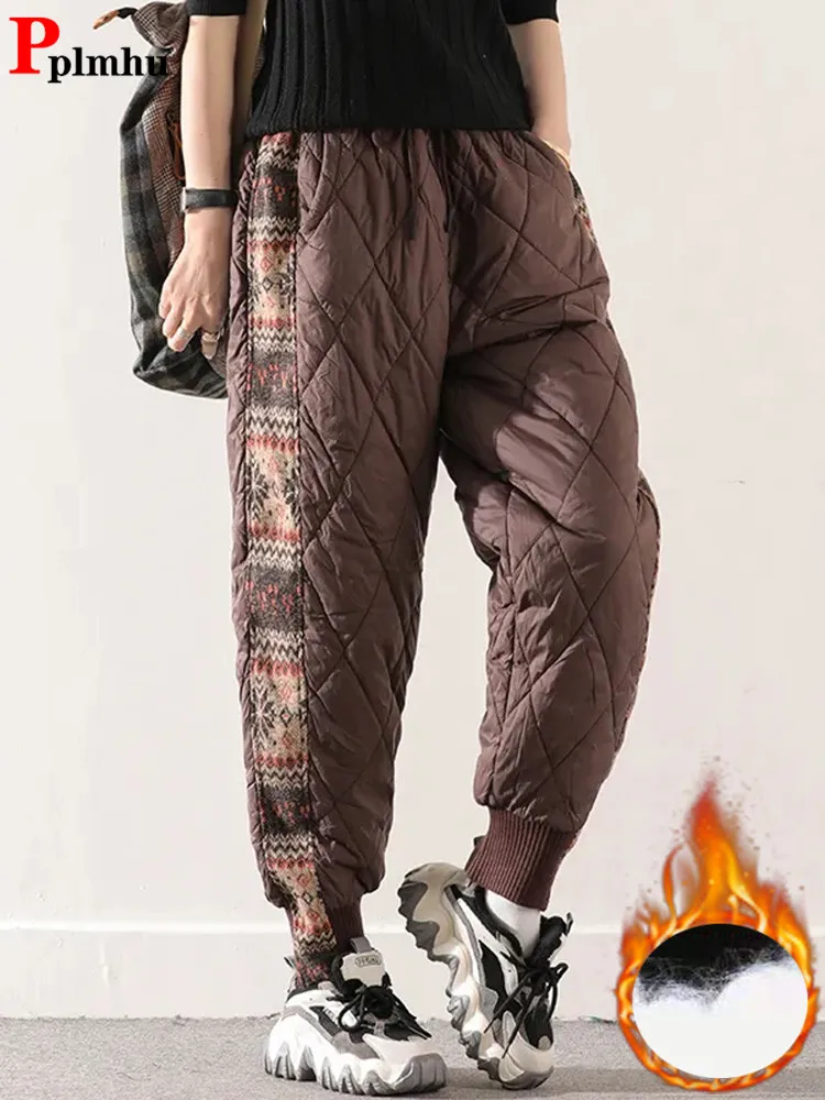 Patchwork Down Cotton Harem Jogger Pants Winter Warm Lace Up Women Baggy Pantalones Thick Ankle-length Snow Wear Sweatpants
Patchwork Down Cotton Harem Jogger Pants Winter Warm Lace Up Women Baggy Pantalones Thick Ankle-length Snow Wear Sweatpants