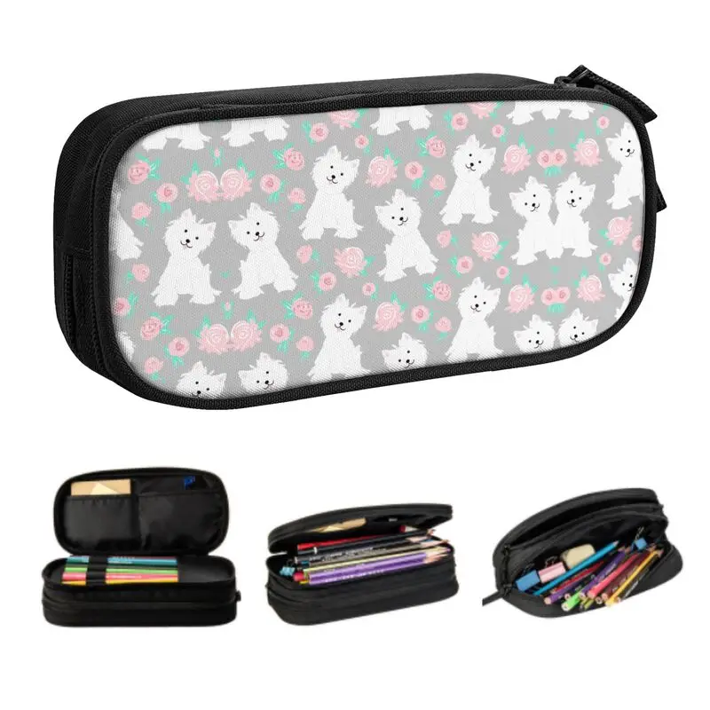 West Highland White Terrier Puppy And Rose Flowers Pencil Cases for Boys Gilrs Westie Dog Large Capacity Pen Bag Box Stationery
West Highland White Terrier Puppy And Rose Flowers Pencil Cases for Boys Gilrs Westie Dog Large Capacity Pen Bag Box Stationery