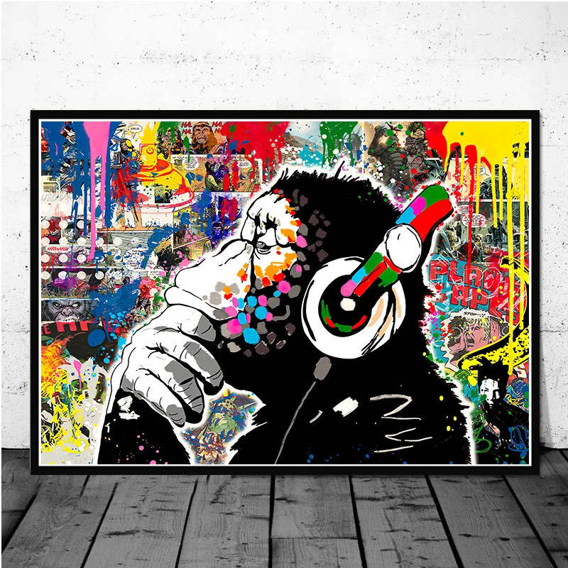 Graffiti DJ Monkey Canvas Art Posters and Print Banksy Animal Paintings on The Wall Pictures for Living Room Home Decor
Graffiti DJ Monkey Canvas Art Posters and Print Banksy Animal Paintings on The Wall Pictures for Living Room Home Decor