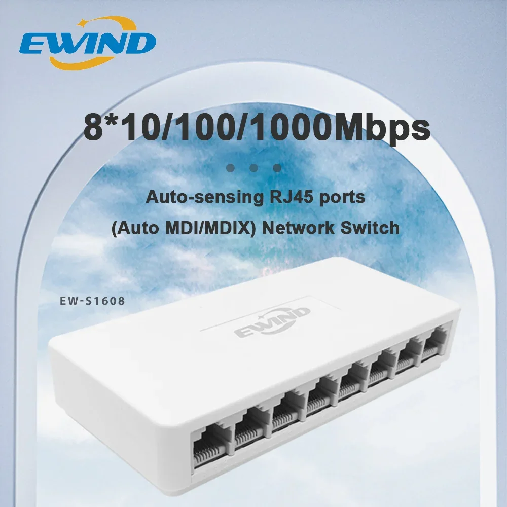

EWIND Switch 5/8 Ports Gigabit Network Switch 10/100/1000Mbps Auto-sensing RJ45 LAN Ethernet Switching Hub Shunt for CCTV