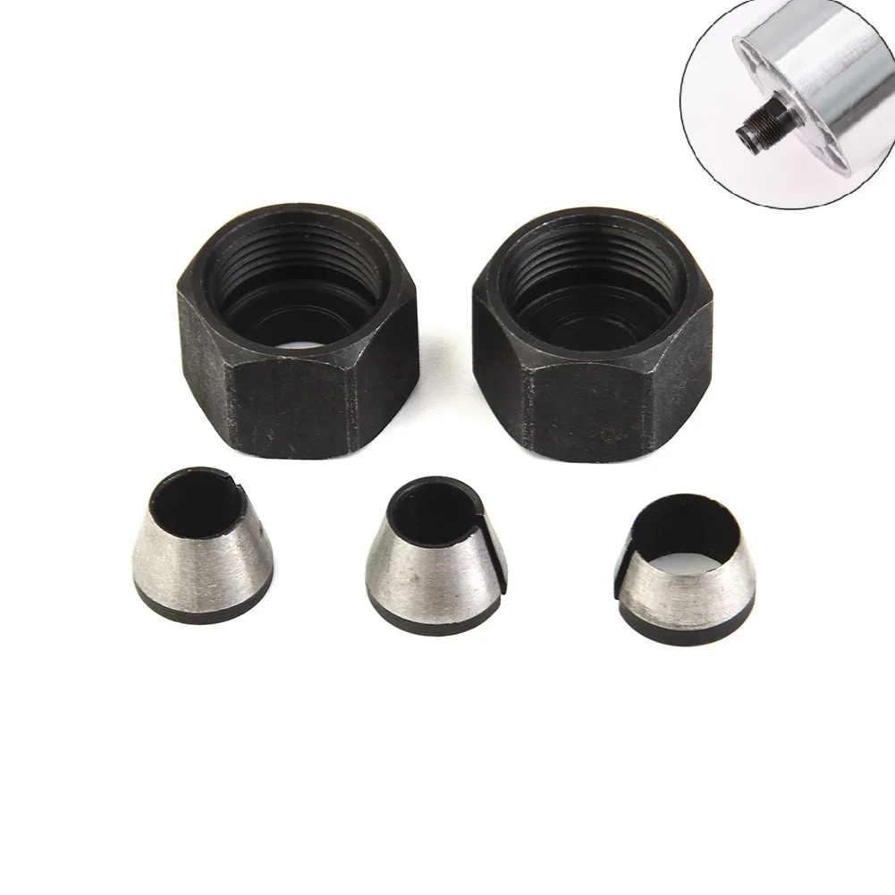 

5pcs Router Bit Collet 1/4" 6mm 8mm Trimmer Collet Chuck Router Bit Shank Adapter Trimming Router Bit Collet Accessories