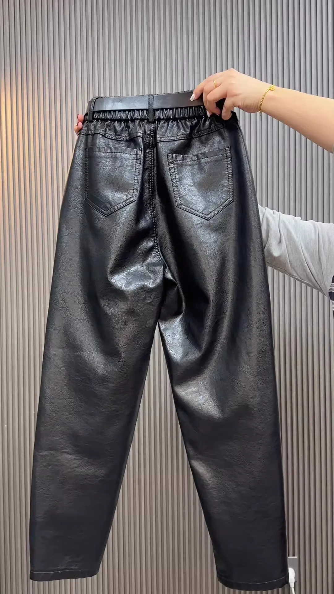 Fashion Y2k Leather Pants High Quality PU Casual Straight Leg Pant Loose Slimming Plus Size Highs Waist Haren Trousers Women 43 Sb343c93e12c24763a48dfbb39577d76dK