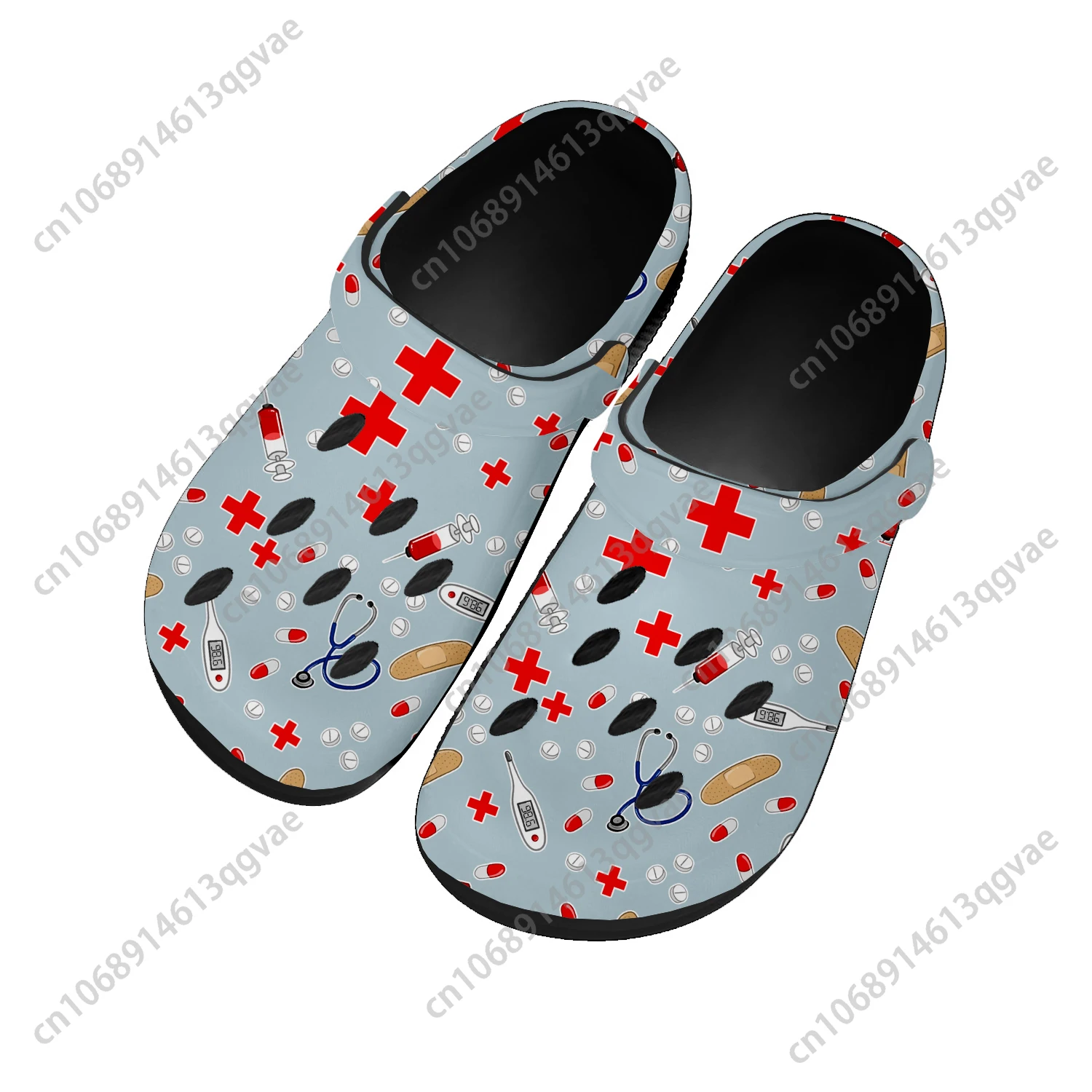 

Hospital Nurse Heart Home Clogs Custom Water Shoes Mens Womens Teenager Shoe Garden Clog Breathable Beach Hole Slippers Black