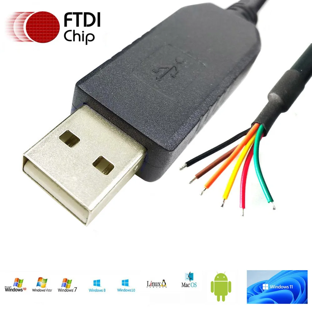 

FTDI USB Serial Port COM TTL UART Cable TTL-232R-3V3-WE-1800 TTL-232R-5V-WE-1800 Compatible