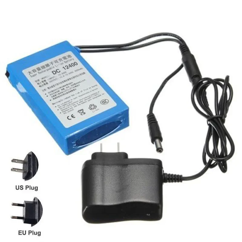 

US/EU Plug DC-12400 DC12400 DC 12V 4000mAh Portable Li-ion Rechargeable Polymer Power Battery Pack with AC Wall Charger