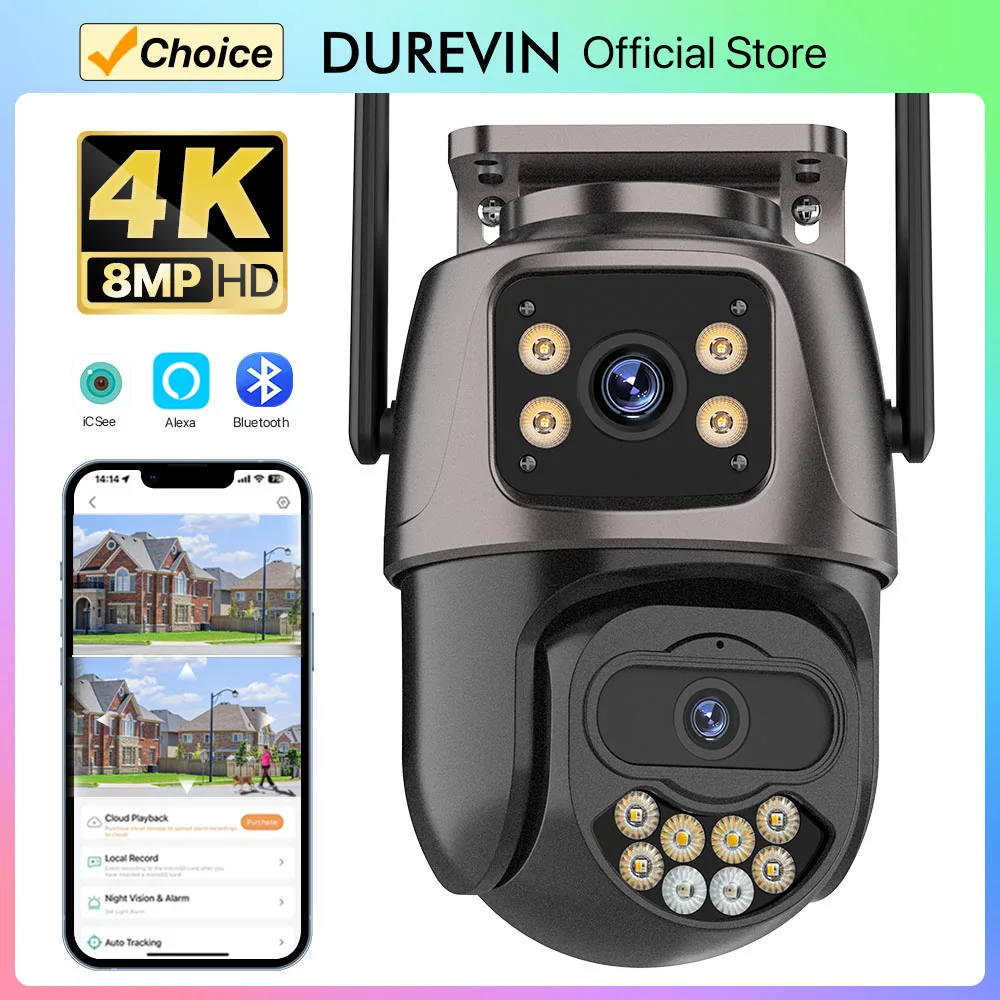 4K 8MP Outdoor Waterproof HD IP Dual lens Camera PTZ Auto Tracking Security Camera CCTV Surveillance Night Vision Camera iCsee
4K 8MP Outdoor Waterproof HD IP Dual lens Camera PTZ Auto Tracking Security Camera CCTV Surveillance Night Vision Camera iCsee