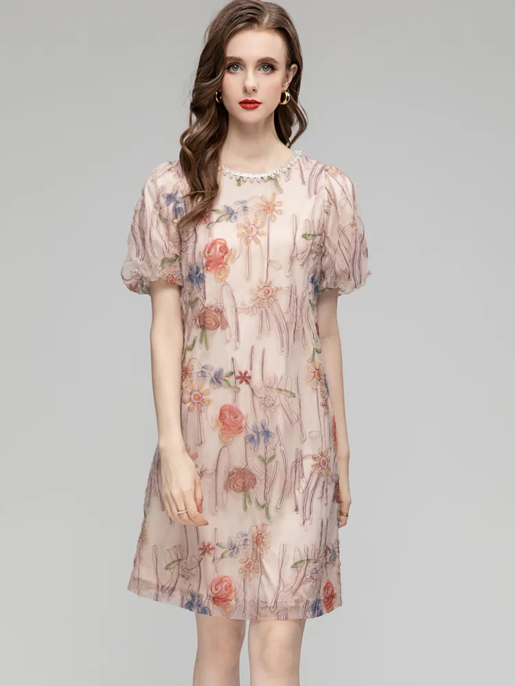 Fashion Sweets Mesh Flower Printing Dress Women Summer Short Puff Sleeve Beading Crew Neck Street Vacation Mini Vestidos
Fashion Sweets Mesh Flower Printing Dress Women Summer Short Puff Sleeve Beading Crew Neck Street Vacation Mini Vestidos