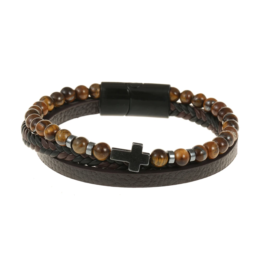 2023 Charm Jewelry Handmade Weave Leather Cross Bracelet Men Vintage Cuff Beads Magnet Bracelet Pulsera Hombre
2023 Charm Jewelry Handmade Weave Leather Cross Bracelet Men Vintage Cuff Beads Magnet Bracelet Pulsera Hombre