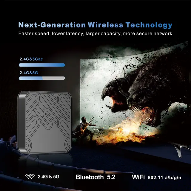 Décodeur TV intelligent 8K Allwinner H618, lecteur multimédia domestique, Google Assistant, 4 Go, 32 Go BTstimulations RL OS 2