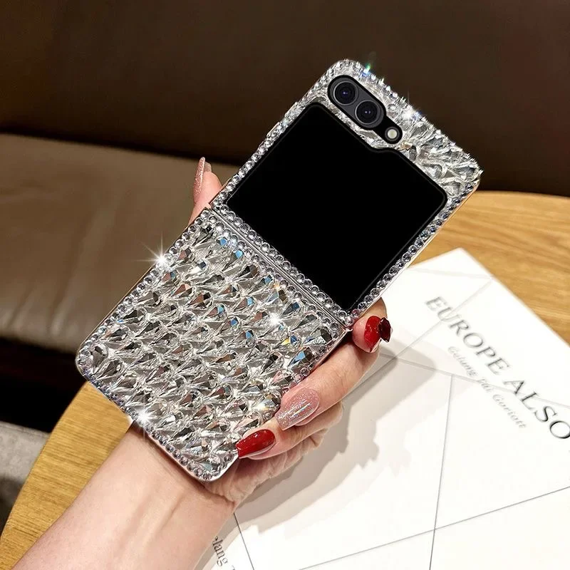 

Luxury Clear Sparkle Gems Crystal Rhinestone Bling Cases Cover for Samsung Galaxy Z Flip 5 Flip5 5G Diamond Phone Cover Capa