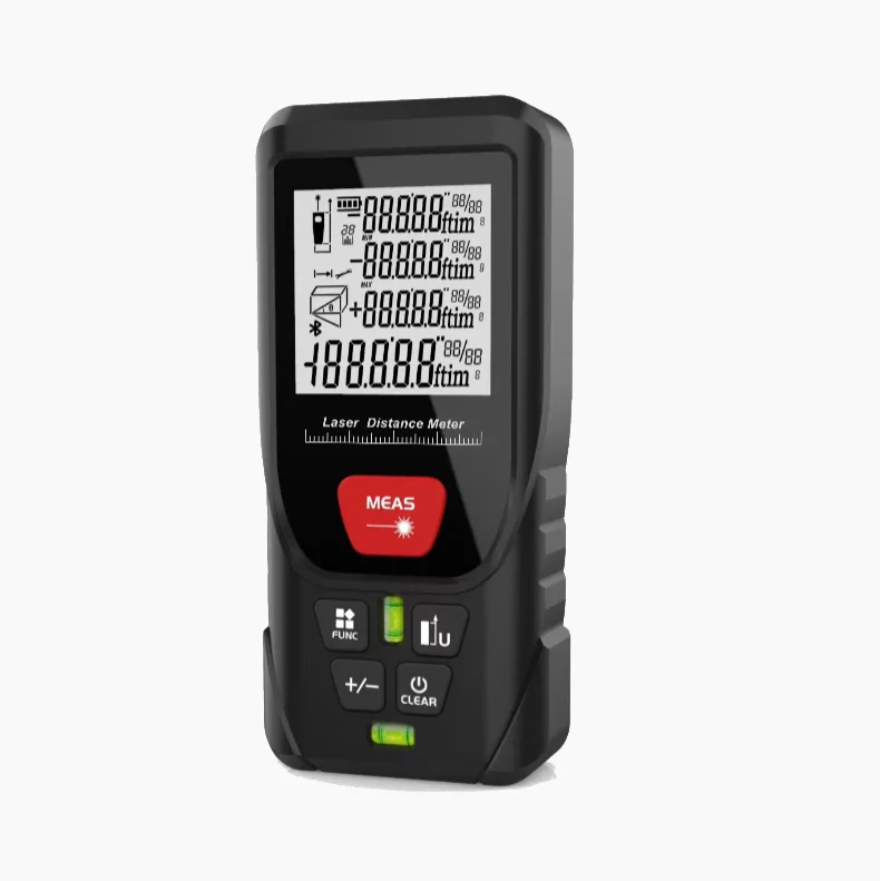 Laser Distance Meter Rechargeable Laser Rangefinder Measurement Tool with LCD Backlight and Cross Line Laser Level 
Laser Distance Meter Rechargeable Laser Rangefinder Measurement Tool with LCD Backlight and Cross Line Laser Level
