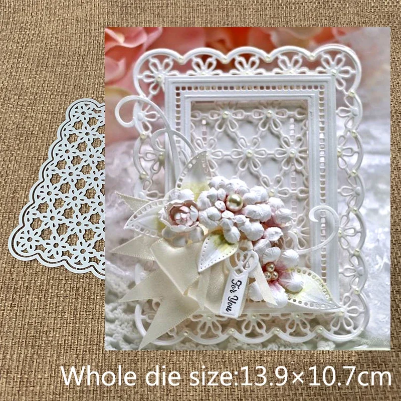 

New Design Craft Metal stencil mold Cutting Dies 13.9*10.7cm flower frame scrapbook die cuts Album Paper Card Craft Embossing