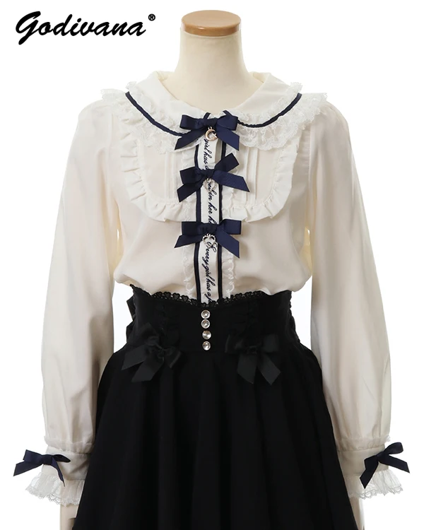 Japanese Style Sweet Girls Embroidered Letter Bow Lace Peter Pan Collar Long Sleeve Shirt Slim Women's Spring Fall Blouse Tops
Japanese Style Sweet Girls Embroidered Letter Bow Lace Peter Pan Collar Long Sleeve Shirt Slim Women's Spring Fall Blouse Tops