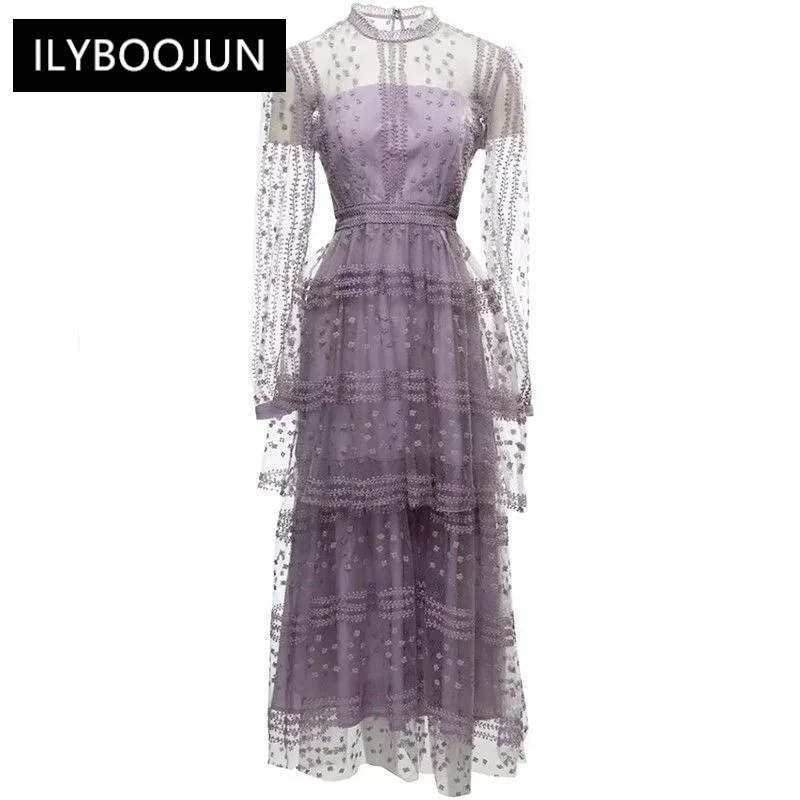 Summer Women's Dress O-neck Lantern Long Sleeve Embroidery Gorgeous Mesh Dresses For Women 2023 Runway Luxury Brand Elegant
Summer Women's Dress O-neck Lantern Long Sleeve Embroidery Gorgeous Mesh Dresses For Women 2023 Runway Luxury Brand Elegant