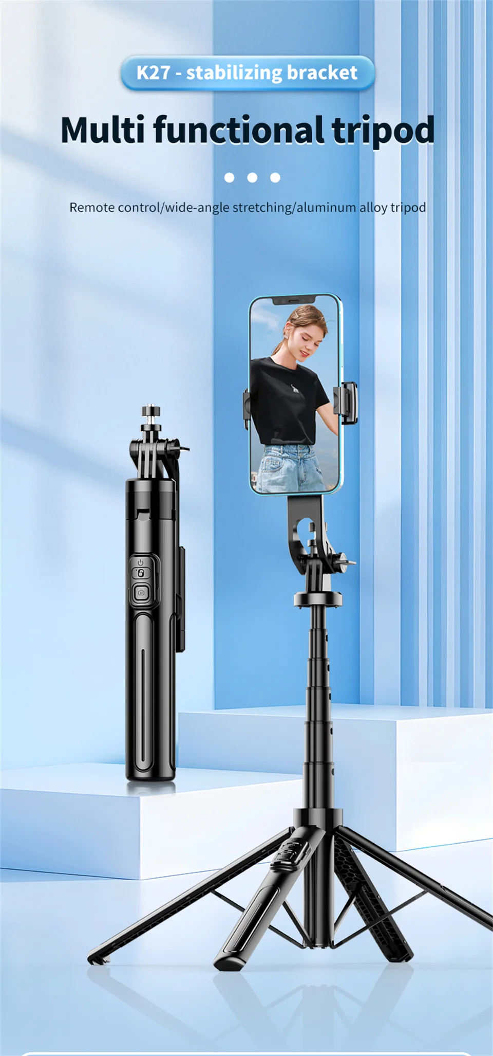 COOL DIER 2025 New Selfie Stick Tripod for Cell Phone, Portable camera phone tripods for iPhone Samsung Huawei Xiaomi Smartphone COOL DIER 2025 New Selfie Stick Tripod for Cell Phone, Portable camera phone tripods for iPhone Samsung Huawei Xiaomi Smartphone