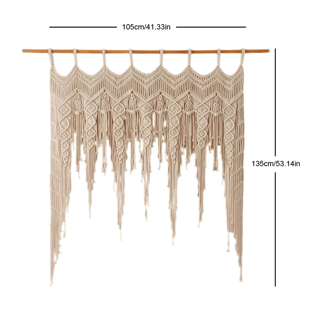 Boho Nursery Macrame Wall Art - Handwoven Cotton Tapestry with Tassels 1 Sb35983de27804106bfd598b915f9ba42U