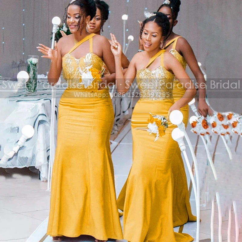 Sparkle Sequins Long Bridesmaid Dresses Mermaid One Shoulder Sleeveless Sheath Maid Of Honor Party Dress For Women
Sparkle Sequins Long Bridesmaid Dresses Mermaid One Shoulder Sleeveless Sheath Maid Of Honor Party Dress For Women