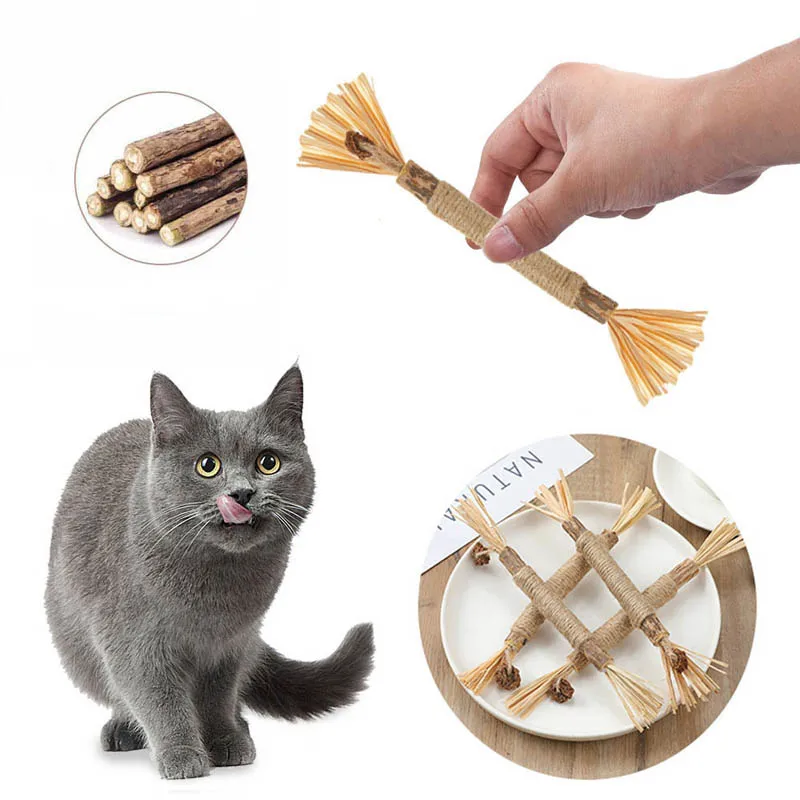 

Pet Cat Molar Stick Toy Wooden Polygonum Stick Lafite Grass Hemp Rope Cat Teasing Stick Kitten Clean Teeth Chew Toy Pet Supplies