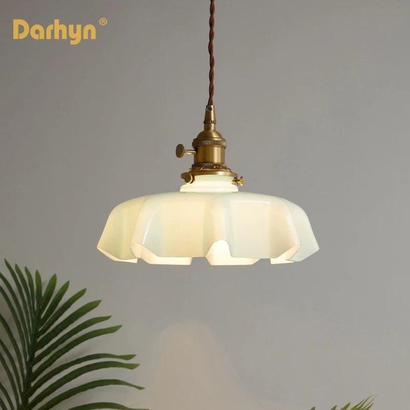 French Glass Pendant Light Retro Lustre For Dining Room Homestay Restaurant Balcony Bedside Aisle Bay Window brass ceiling lamp
French Glass Pendant Light Retro Lustre For Dining Room Homestay Restaurant Balcony Bedside Aisle Bay Window brass ceiling lamp