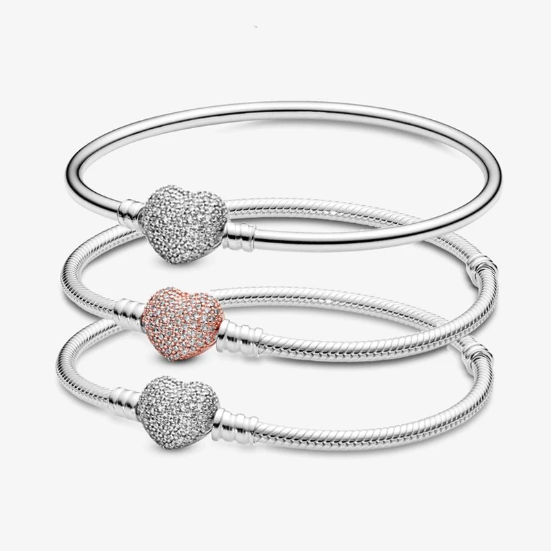 Wholesale Silver Moment Sparkling Heart Buckle Snake Chain Bracelet Certified 925 Gift Luxury Bracelet Beads DIY Women's jewelry
Wholesale Silver Moment Sparkling Heart Buckle Snake Chain Bracelet Certified 925 Gift Luxury Bracelet Beads DIY Women's jewelry