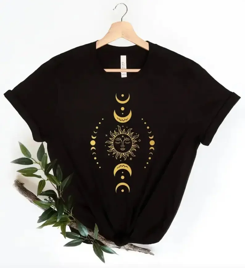 Sun Moon Stars Celestial Graphic One with the Boho Fashion Funny Graphic Cotton Women Tshirts Korean O Neck Casual Short Sleeve
Sun Moon Stars Celestial Graphic One with the Boho Fashion Funny Graphic Cotton Women Tshirts Korean O Neck Casual Short Sleeve