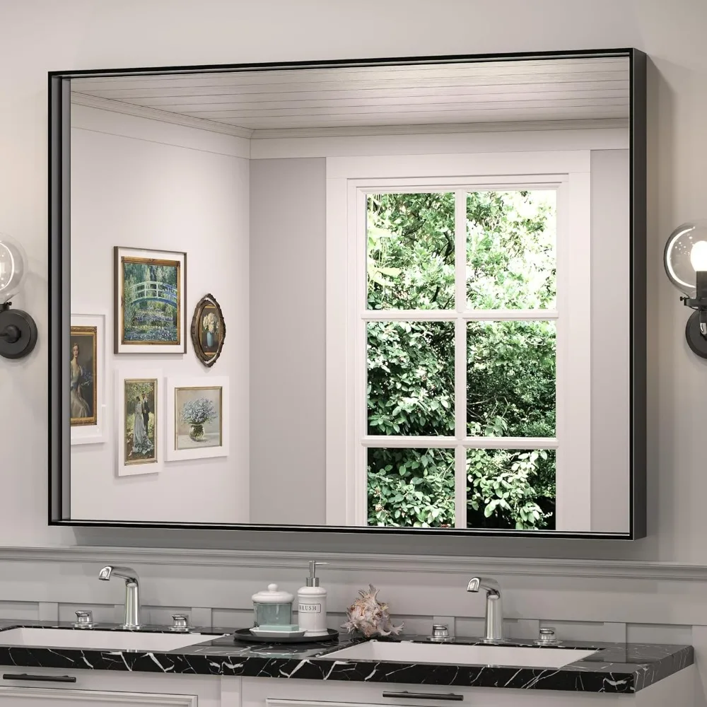 48 x 36 Inch Black Metal Framed Bathroom Wall Mirror Large Rectangle Matte Black Frame Farmhouse Bathroom Mirror
48 x 36 Inch Black Metal Framed Bathroom Wall Mirror Large Rectangle Matte Black Frame Farmhouse Bathroom Mirror