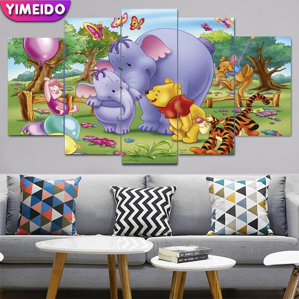 

Disney 5pc Multi-picture DIY AB Diamond Painting Cartoon Winnie the Pooh Full Drill 5d Diy Diamond Embroidery Mosaic Kit Art