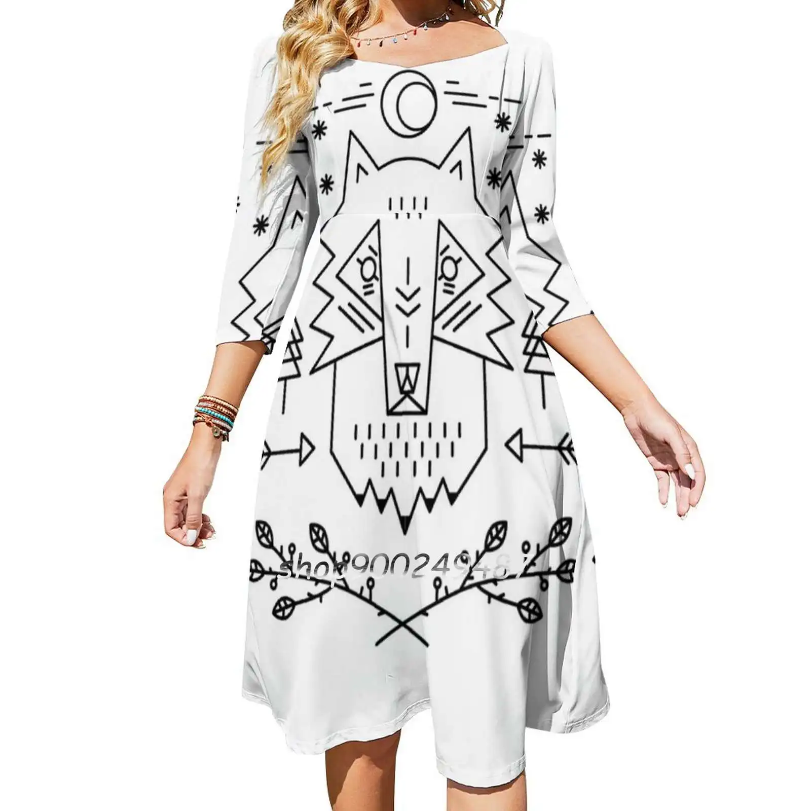 Line Art. Wolf Square Neck Dress Cute Loose Print Dresses Elegant Beach Party Dress Wolf Animal Line Art Line Fashion
Line Art. Wolf Square Neck Dress Cute Loose Print Dresses Elegant Beach Party Dress Wolf Animal Line Art Line Fashion